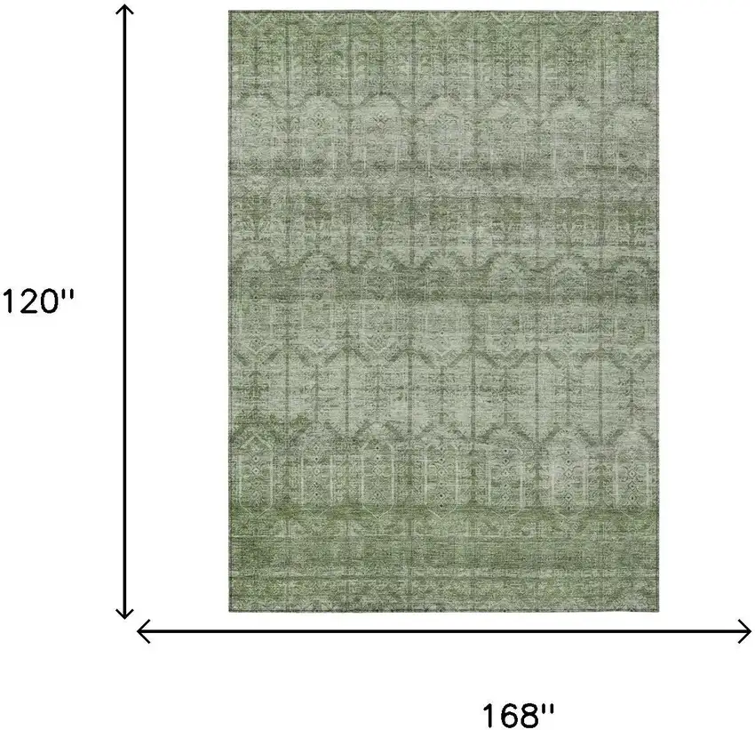 Sage And Green Tribal Washable Indoor Outdoor Area Rug Photo 7