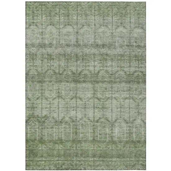 Sage And Green Tribal Washable Indoor Outdoor Area Rug Photo 2