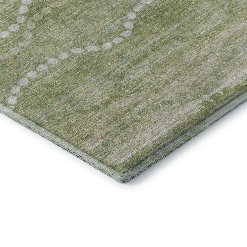 Sage And Ivory Abstract Geometric Washable Area Rug With UV Protection Photo 7