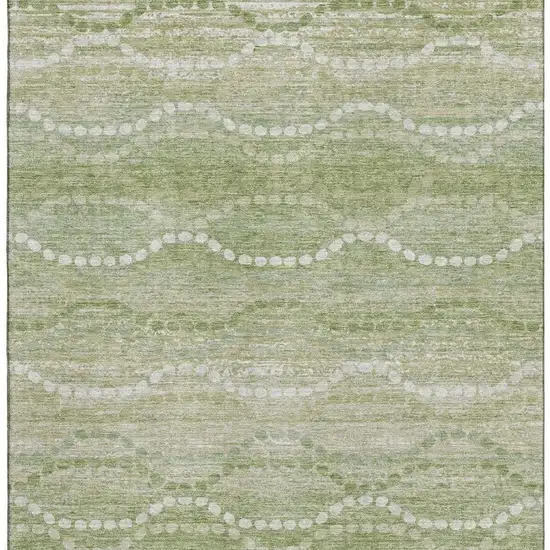 Sage And Ivory Abstract Geometric Washable Area Rug With UV Protection Photo 4