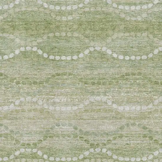 Sage And Ivory Abstract Geometric Washable Area Rug With UV Protection Photo 3