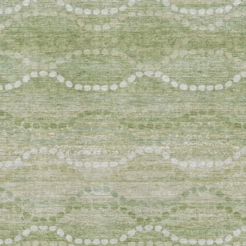 Sage And Ivory Abstract Geometric Washable Area Rug With UV Protection Photo 3