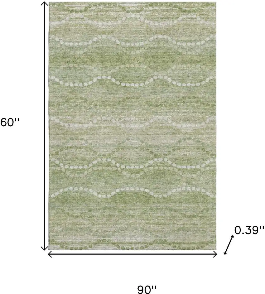 Sage And Ivory Abstract Geometric Washable Area Rug With UV Protection Photo 9