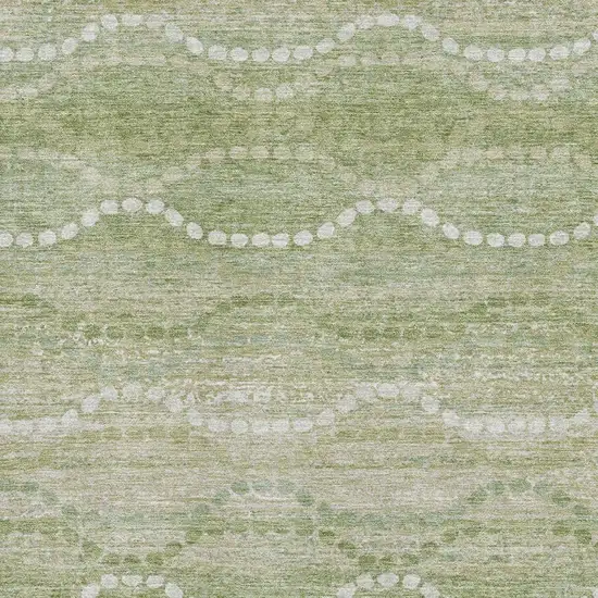 Sage And Ivory Abstract Geometric Washable Area Rug With UV Protection Photo 3