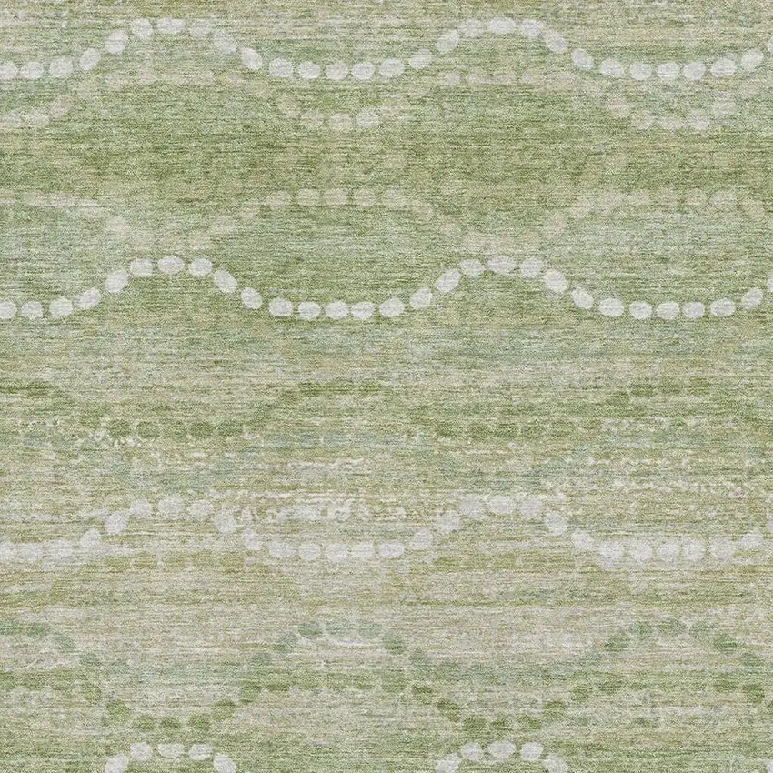 Sage And Ivory Abstract Geometric Washable Area Rug With UV Protection Photo 3