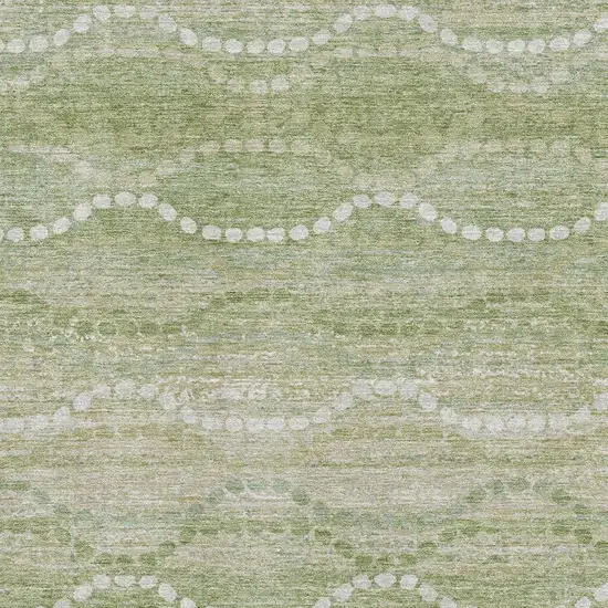 Sage And Ivory Abstract Geometric Washable Area Rug With UV Protection Photo 3