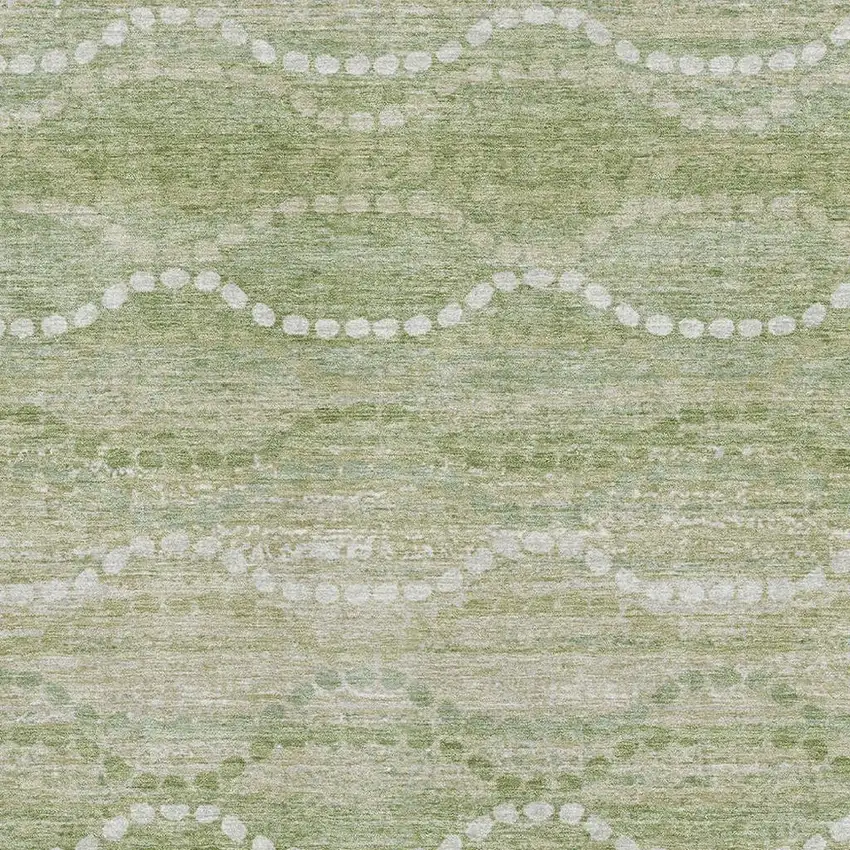 Sage And Ivory Abstract Geometric Washable Area Rug With UV Protection Photo 3