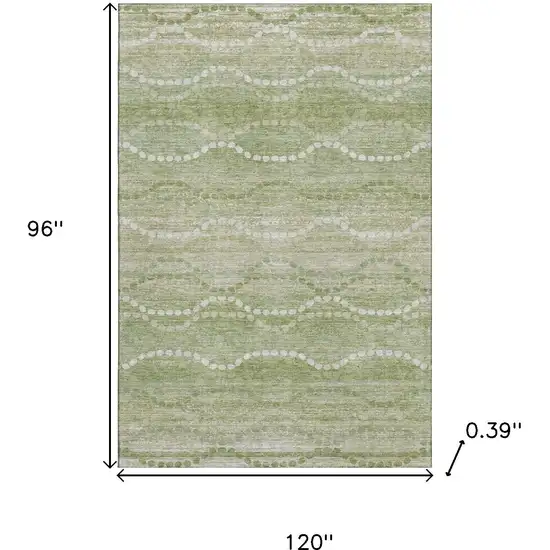 Sage And Ivory Abstract Geometric Washable Area Rug With UV Protection Photo 9