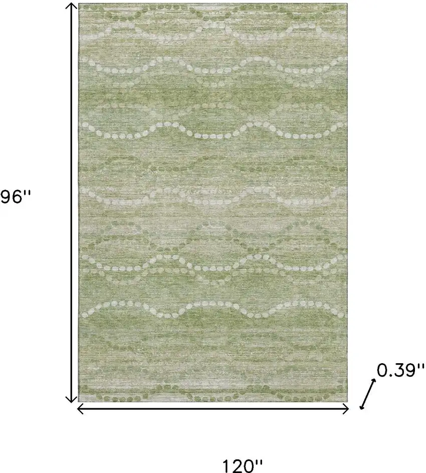 Sage And Ivory Abstract Geometric Washable Area Rug With UV Protection Photo 9