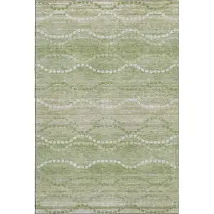 Photo of Sage And Ivory Abstract Geometric Washable Area Rug With UV Protection
