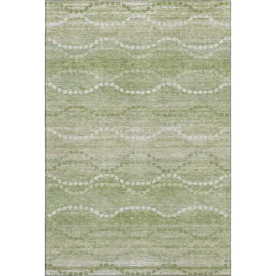 Sage And Ivory Abstract Geometric Washable Area Rug With UV Protection Photo 1
