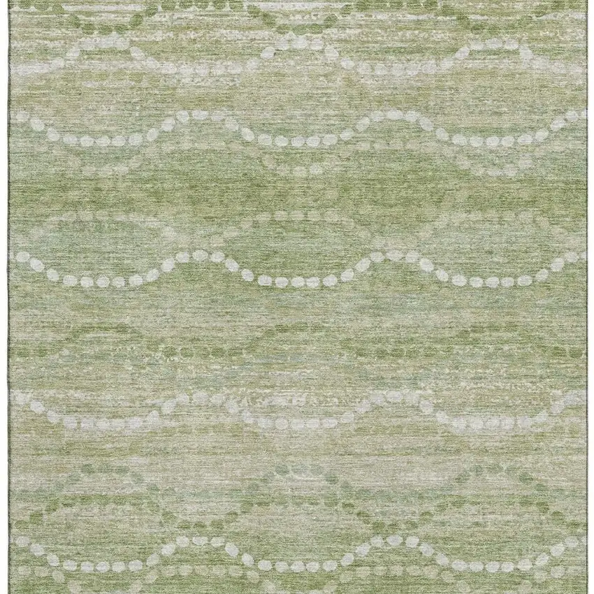 Sage And Ivory Abstract Geometric Washable Area Rug With UV Protection Photo 4