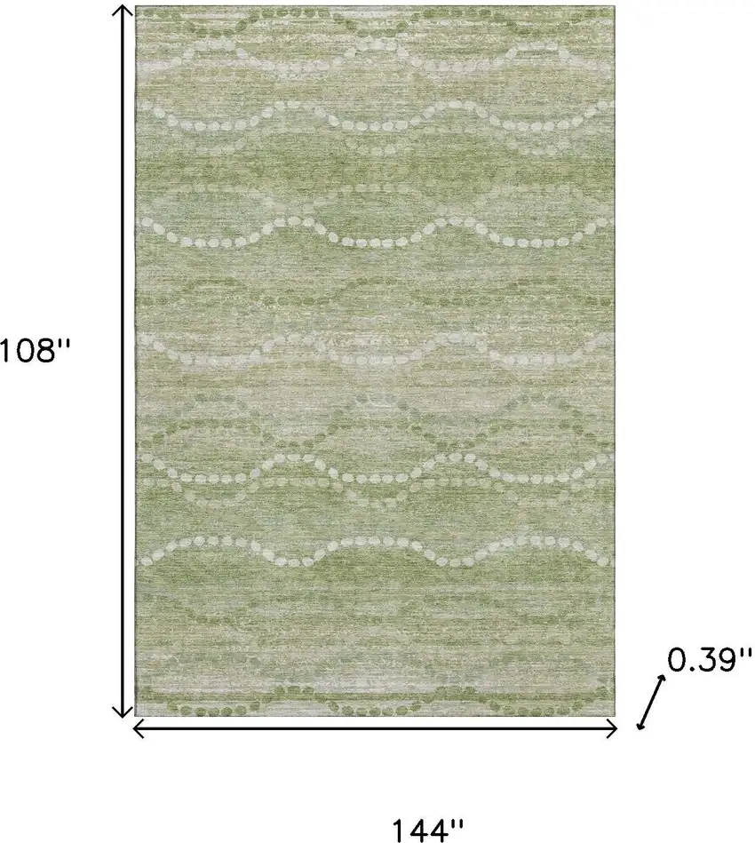 Sage And Ivory Abstract Geometric Washable Area Rug With UV Protection Photo 9
