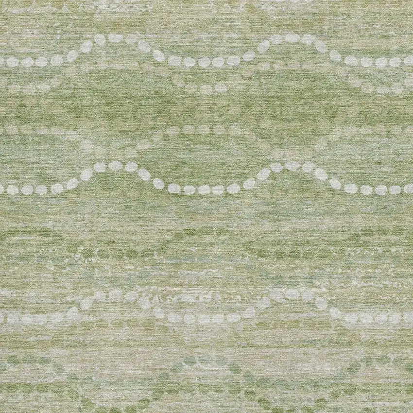 Sage And Ivory Abstract Geometric Washable Area Rug With UV Protection Photo 3