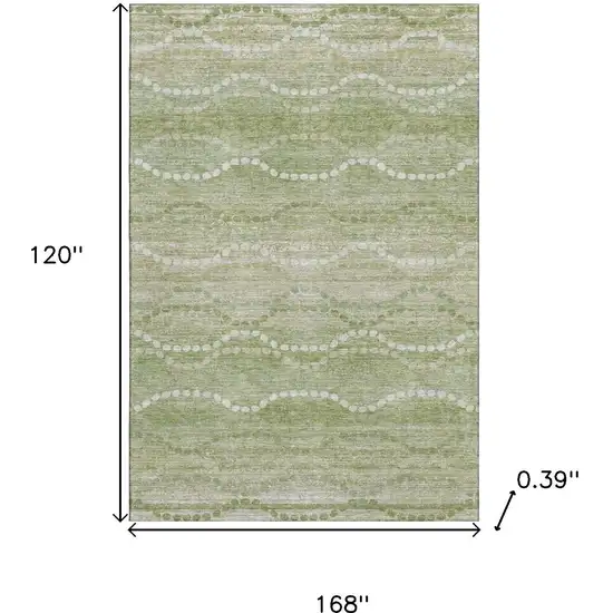 Sage And Ivory Abstract Geometric Washable Area Rug With UV Protection Photo 9