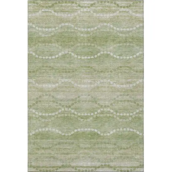 Sage And Ivory Abstract Geometric Washable Area Rug With UV Protection Photo 4