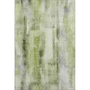 Photo of Sage And Ivory Abstract Washable Area Rug With UV Protection