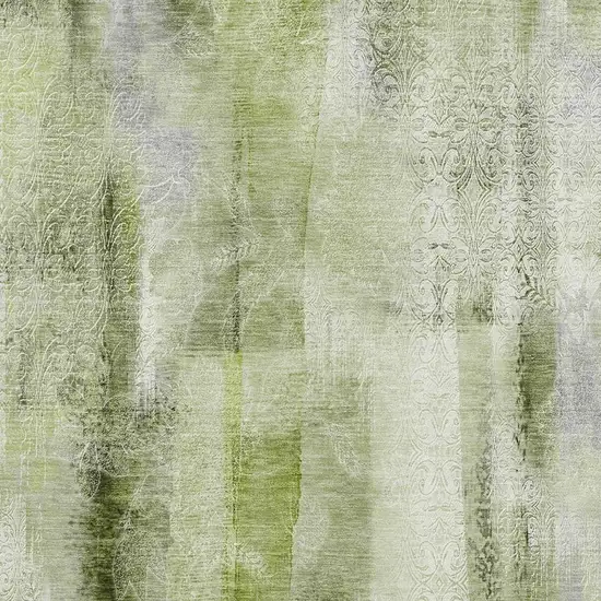 Sage And Ivory Abstract Washable Area Rug With UV Protection Photo 4