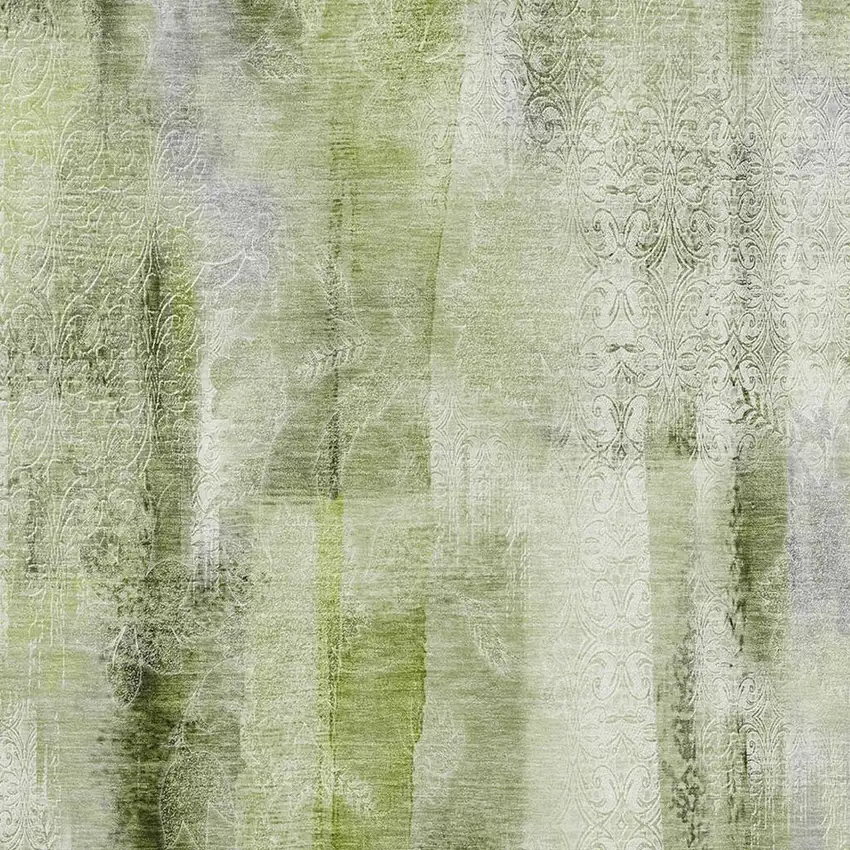 Sage And Ivory Abstract Washable Area Rug With UV Protection Photo 4