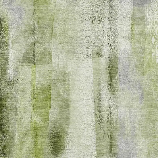 Sage And Ivory Abstract Washable Area Rug With UV Protection Photo 3