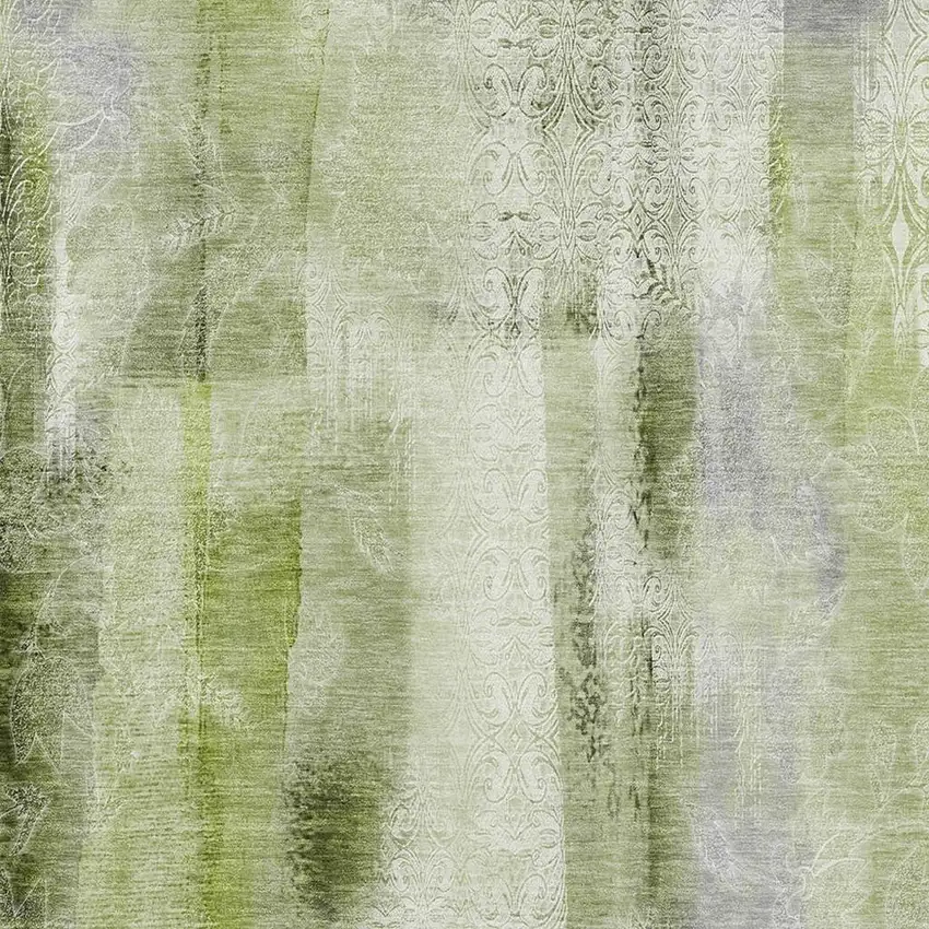 Sage And Ivory Abstract Washable Area Rug With UV Protection Photo 3