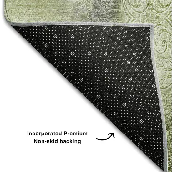 Sage And Ivory Abstract Washable Area Rug With UV Protection Photo 7