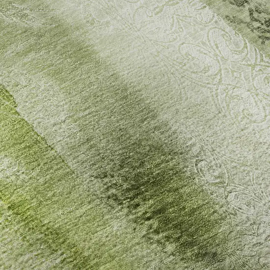 Sage And Ivory Abstract Washable Area Rug With UV Protection Photo 8