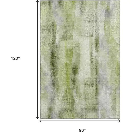 Sage And Ivory Abstract Washable Area Rug With UV Protection Photo 3