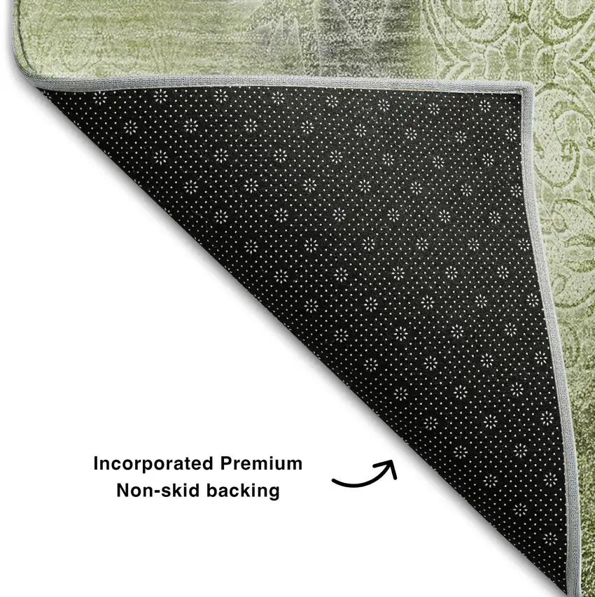 Sage And Ivory Abstract Washable Area Rug With UV Protection Photo 7