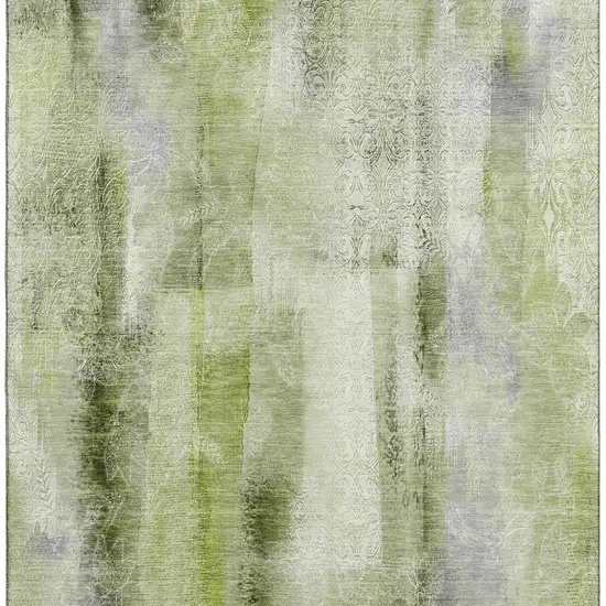 Sage And Ivory Abstract Washable Area Rug With UV Protection Photo 4