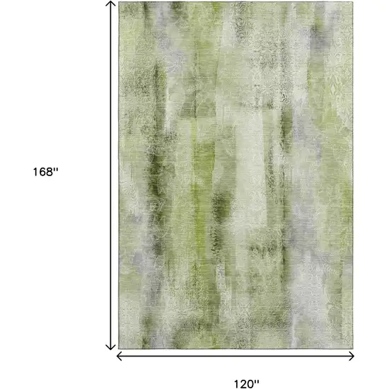 Sage And Ivory Abstract Washable Area Rug With UV Protection Photo 3