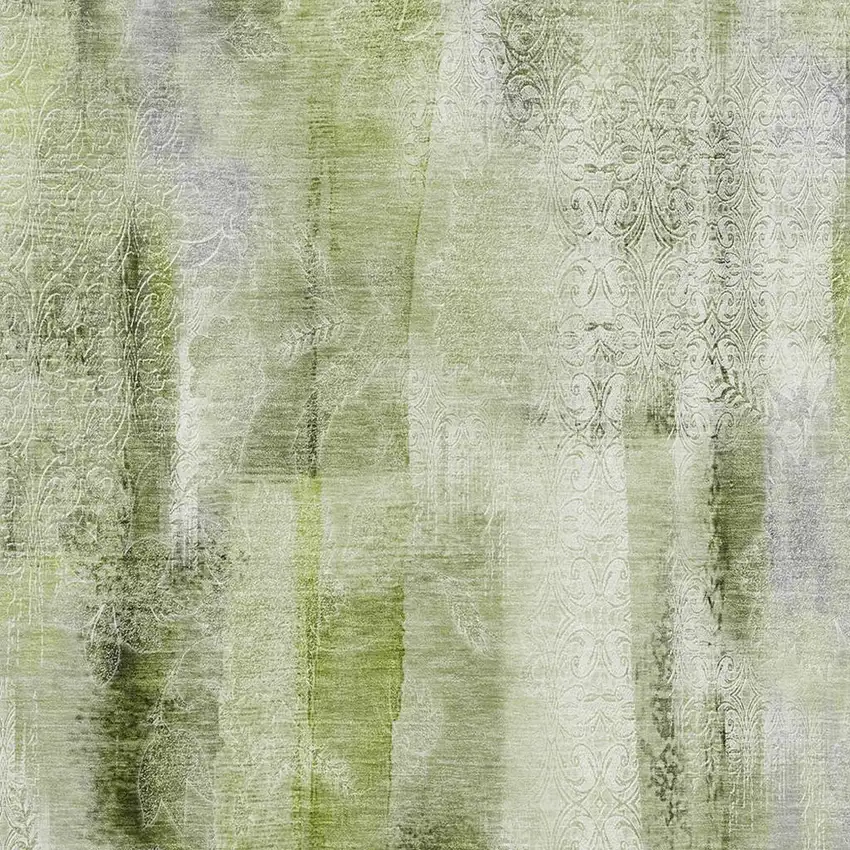 Sage And Ivory Abstract Washable Area Rug With UV Protection Photo 3