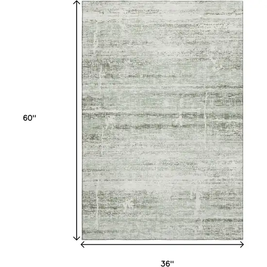 Sage And Ivory Abstract Washable Area Rug With UV Protection Photo 3