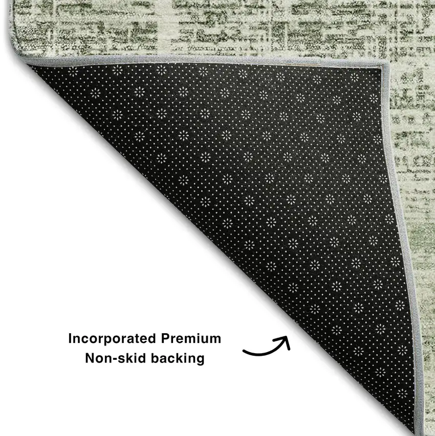 Sage And Ivory Abstract Washable Area Rug With UV Protection Photo 7