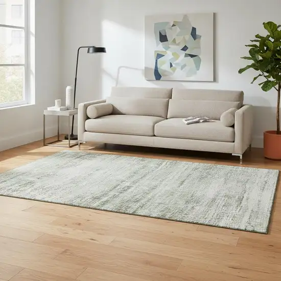 Sage And Ivory Abstract Washable Area Rug With UV Protection Photo 2