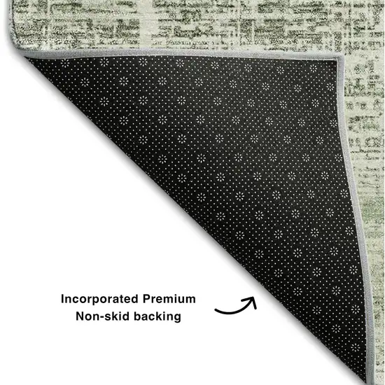 Sage And Ivory Abstract Washable Area Rug With UV Protection Photo 7