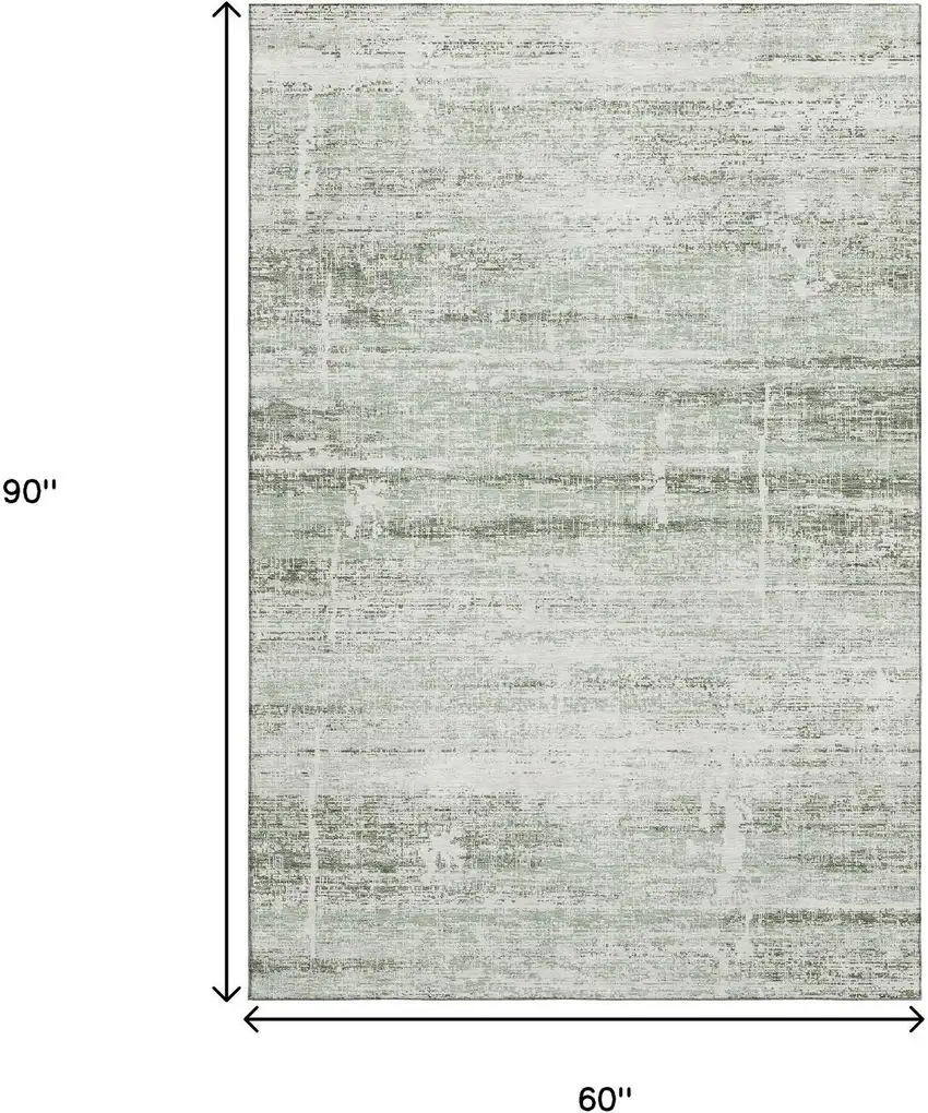 Sage And Ivory Abstract Washable Area Rug With UV Protection Photo 3