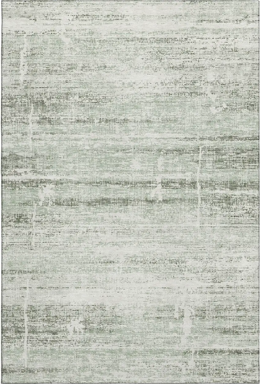Sage And Ivory Abstract Washable Area Rug With UV Protection Photo 1