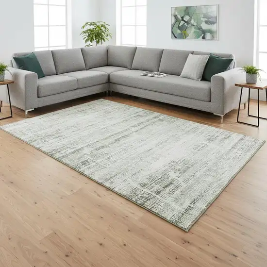 Sage And Ivory Abstract Washable Area Rug With UV Protection Photo 2