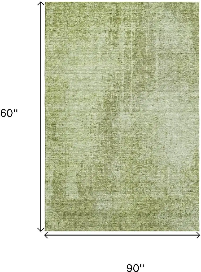 Sage And Ivory Abstract Washable Area Rug With UV Protection Photo 3