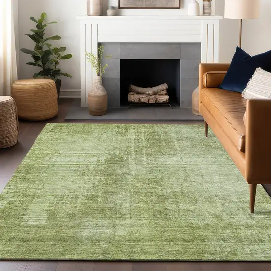 Sage And Ivory Abstract Washable Area Rug With UV Protection Photo 5