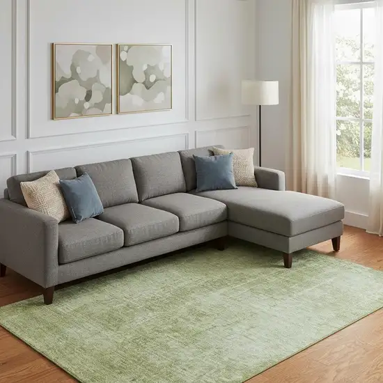 Sage And Ivory Abstract Washable Area Rug With UV Protection Photo 2