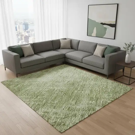 Sage And Ivory Abstract Washable Area Rug With UV Protection Photo 2