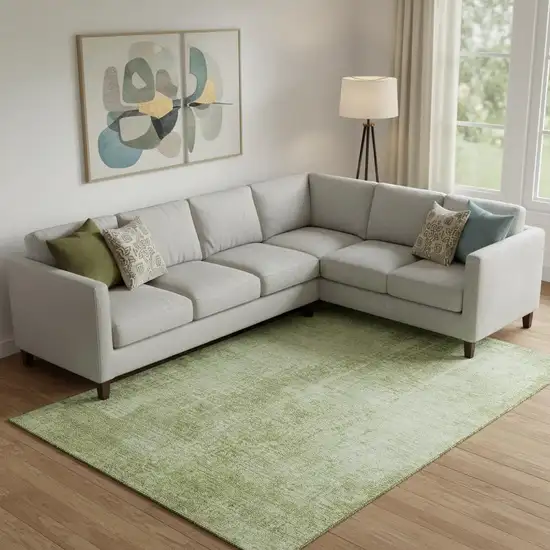 Sage And Ivory Abstract Washable Area Rug With UV Protection Photo 1