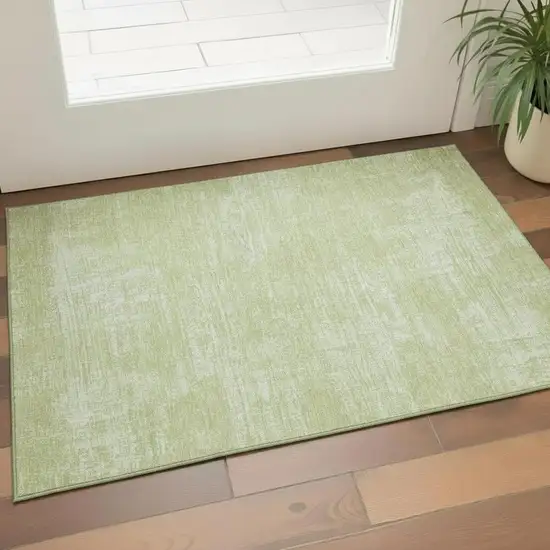 Sage And Ivory Abstract Washable Area Rug With UV Protection Photo 1