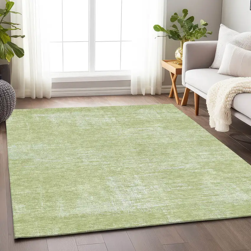 Sage And Ivory Abstract Washable Area Rug With UV Protection Photo 6