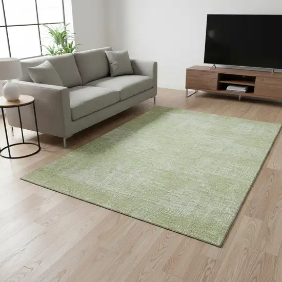 Sage And Ivory Abstract Washable Area Rug With UV Protection Photo 2