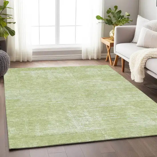 Sage And Ivory Abstract Washable Area Rug With UV Protection Photo 6