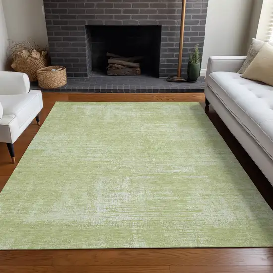 Sage And Ivory Abstract Washable Area Rug With UV Protection Photo 5