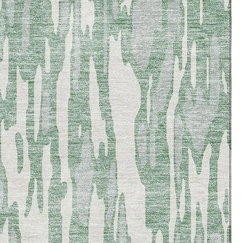 Sage And Ivory Abstract Washable Area Rug With UV Protection Photo 2